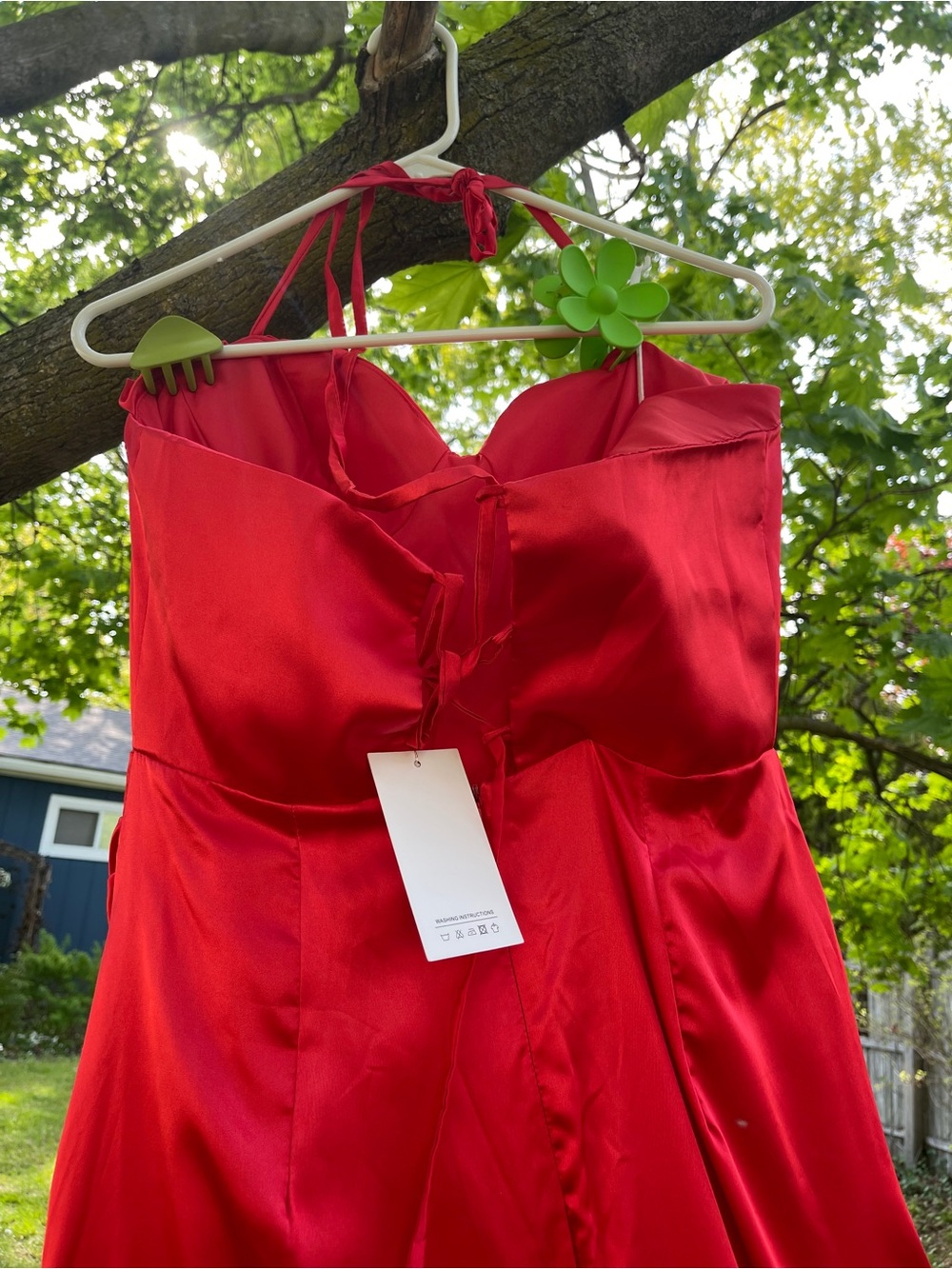 Red Satin Evening Dress